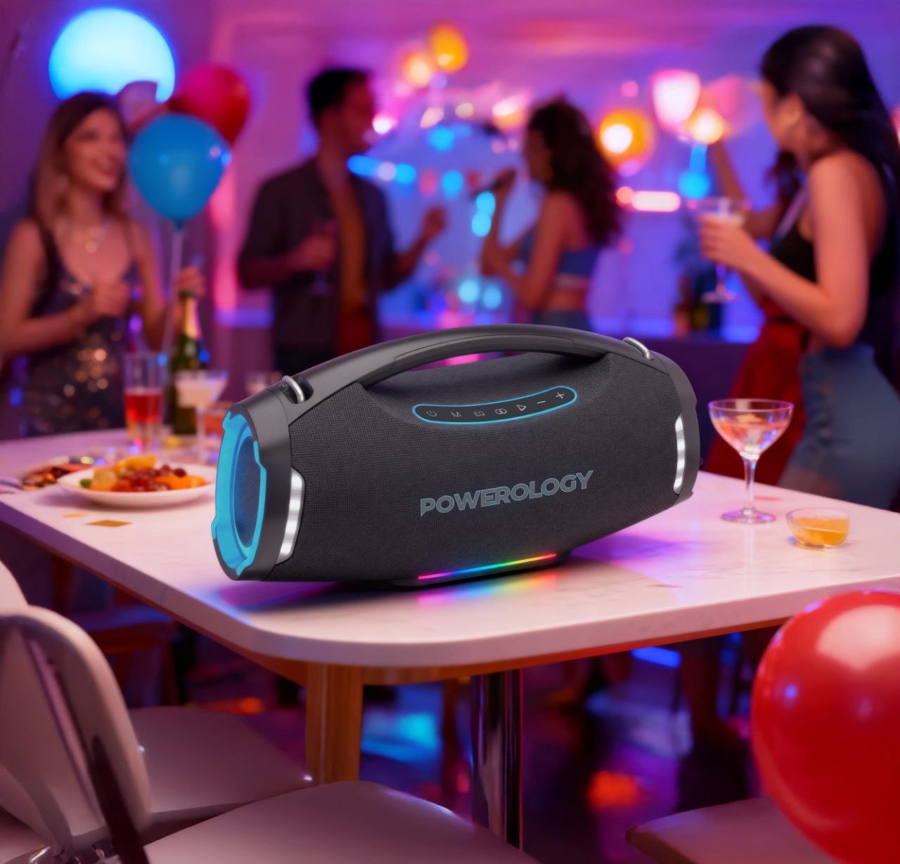 اسپیکر بلوتوثی پرتابل پاورولوژی Rock 350W RGB مدل PWF9